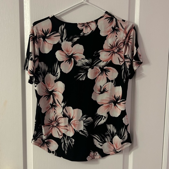 TANJAY petite pink and black floral dress shirt size small - Picture 3 of 5